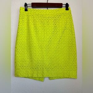 J. Crew No. 2 Pencil Skirt in Neon Kiwi Green Eyelet Lace 4